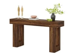 Tribesigns Consola*Mesa de console retangular com 160 cm de comprimento, mesa baixa atrás do sofá, mesa de granja para entrada, corredor, sala ( rústico) Castanho