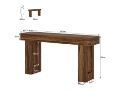 Tribesigns Consola*Mesa de console retangular com 160 cm de comprimento, mesa baixa atrás do sofá, mesa de granja para entrada, corredor, sala ( rústico) Castanho
