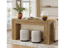 Tribesigns Consola*Mesa de console retangular com 160 cm de comprimento, mesa de entrada retangular atrás do sofá Castanho