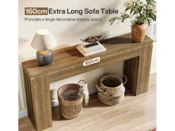 Tribesigns Consola*Mesa de console retangular com 160 cm de comprimento, mesa de entrada retangular atrás do sofá Castanho