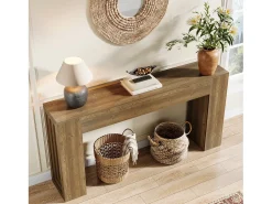 Tribesigns Consola*Mesa de console retangular com 160 cm de comprimento, mesa de entrada retangular atrás do sofá Castanho