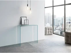 ITAMOBY Consola*Mesa de console Smalle em vidro curvado 100x40x80 cm Transparente