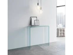 ITAMOBY Consola*Mesa de console Smalle em vidro curvado 100x40x80 cm Transparente