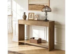 Mesa de Console para Atrás do Sofá 105cm, Mesa Pequena Rustica de 2 Andares com Prateleiras de Armazenamento^Tribesigns Online