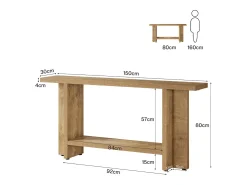 Mesa de entrada de 150 cm, mesa para sofá estreita e longa de dois andares para trás do sofá para sala de estar^Tribesigns New