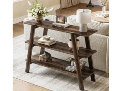 Mesa de entrada de 105 cm, Mesas de console, Mesa para sofá de 3 níveis, estreita e comprida com prateleiras de armazenamento abertas^Tribesigns Hot