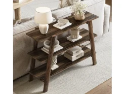 Mesa de entrada de 105 cm, Mesas de console, Mesa para sofá de 3 níveis, estreita e comprida com prateleiras de armazenamento abertas^Tribesigns Hot
