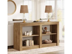 Tribesigns Consola*Mesa de Entrada de 150cm com Prateleira de 2 Níveis, Design de Silhueta Retangular, Mesa de Console de Sofá Castanho