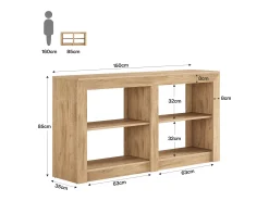 Tribesigns Consola*Mesa de Entrada de 150cm com Prateleira de 2 Níveis, Design de Silhueta Retangular, Mesa de Console de Sofá Castanho