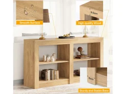 Tribesigns Consola*Mesa de Entrada de 150cm com Prateleira de 2 Níveis, Design de Silhueta Retangular, Mesa de Console de Sofá Castanho