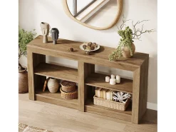 Tribesigns Consola*Mesa de Entrada de 150cm com Prateleira de 2 Níveis, Design de Silhueta Retangular, Mesa de Console de Sofá Castanho