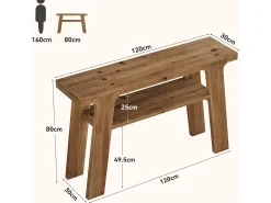Tribesigns Consola*Mesa de entrada de consola de madeira maciça, mesa de sofá pequena rural de 120 cm com armazenamento de 2 níveis Castanho
