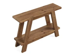 Mesa de entrada de madeira maciça de 110 cm, Mesa de console rústica de 2 níveis com armazenamento*Tribesigns Hot