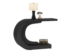 Mesa de entrada para console de 110 cm com armazenamento, mesa para trás do sofá em formato de C único em*Tribesigns Outlet