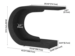 Mesa de entrada para console de 110 cm com armazenamento, mesa para trás do sofá em formato de C único em*Tribesigns Outlet