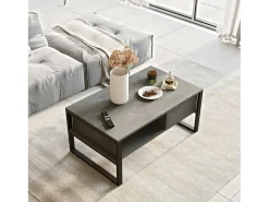 Mesa de estar Dfranzos, Mesa de café, Suporte de revistas para sofá, Prateleira para sala de estar, 100x60h44 cm, Prata*Dmora Hot