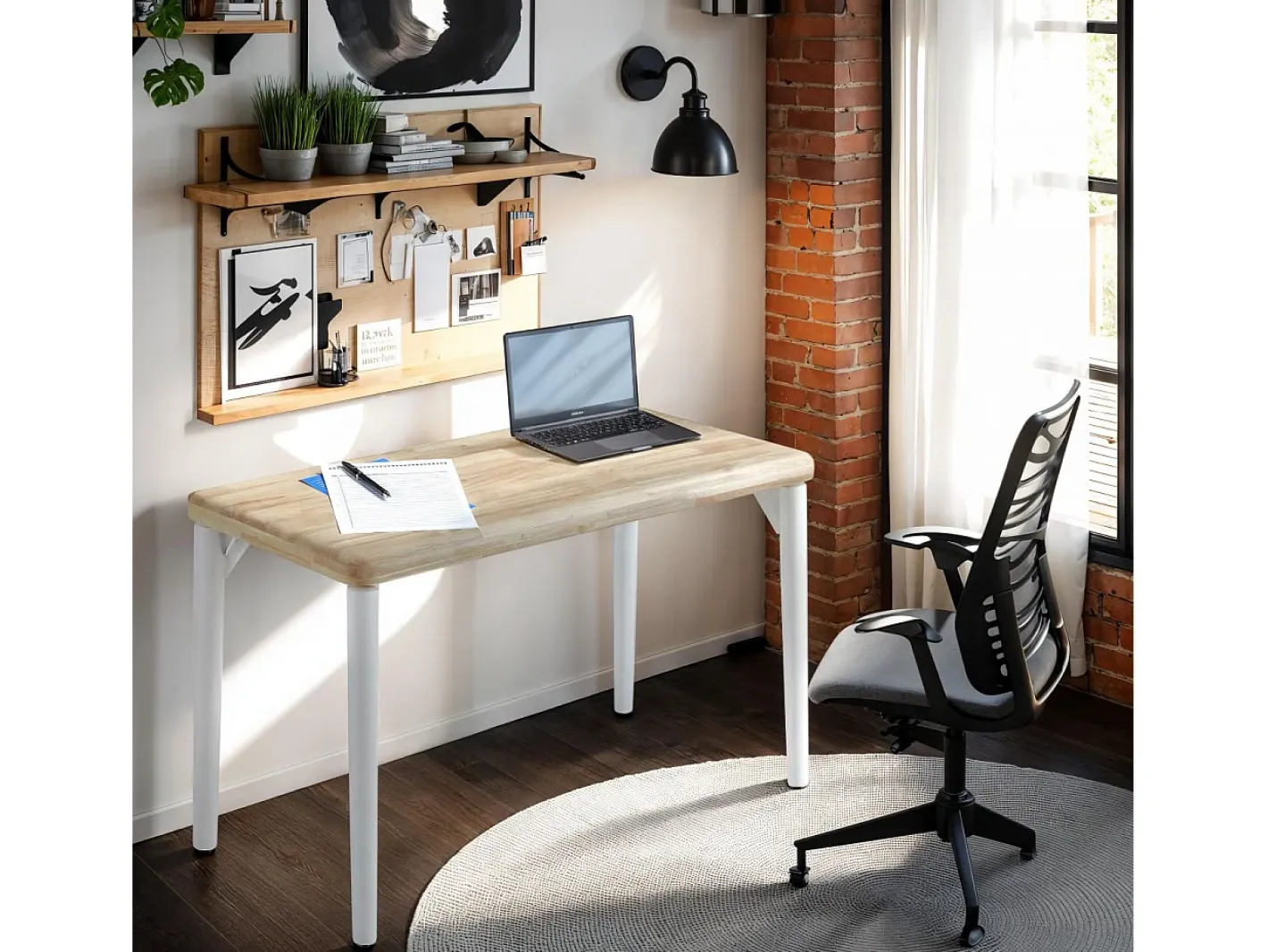 duehome Consola*Mesa de estudo Padma Natural claro / Branco