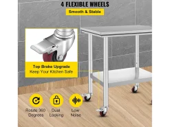 Móvel De Arrumação*Mesa de Preparação SucceBuy Mesa de Trabalho em Aço Inoxidável 30 x 24 Polegadas, Mesa de Preparação Comercial com 4 Rodízios Prateado