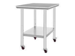 Móvel De Arrumação*Mesa de Preparação SucceBuy Mesa de Trabalho em Aço Inoxidável 30 x 24 Polegadas, Mesa de Preparação Comercial com 4 Rodízios Prateado
