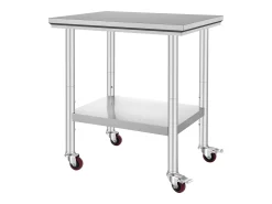 Móvel De Arrumação*Mesa de Preparação SucceBuy Mesa de Trabalho em Aço Inoxidável 30 x 24 Polegadas, Mesa de Preparação Comercial com 4 Rodízios Prateado