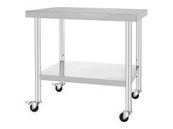 Mesa de Preparação SucceBuy Mesa de Trabalho em Aço Inoxidável, Mesa de Preparação Comercial de 36 x 30 Polegadas com 4 Rodízios^ Discount