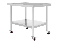 Mesa de Preparação SucceBuy Mesa de Trabalho em Aço Inoxidável, Mesa de Preparação Comercial de 36 x 30 Polegadas com 4 Rodízios^ Discount