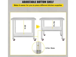 Mesa de Preparação SucceBuy Mesa de Trabalho em Aço Inoxidável, Mesa de Preparação Comercial de 36 x 30 Polegadas com 4 Rodízios^ Discount