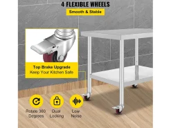 Mesa de Preparação SucceBuy Mesa de Trabalho em Aço Inoxidável, Mesa de Preparação Comercial de 36 x 30 Polegadas com 4 Rodízios^ Discount