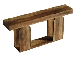 Mesa de Sofá Extra-Longa de 160 Cm, Mesas de Consola no Estilo Rural, 2 Andares^Tribesigns Sale