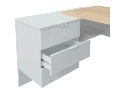 Outlet Mesa de trabalho Blanco Artik (Blanco Mate) - Roble Canadian Consola