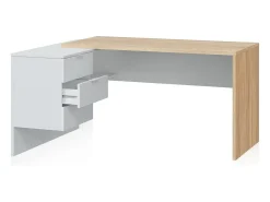 Outlet Mesa de trabalho Blanco Artik (Blanco Mate) - Roble Canadian Consola
