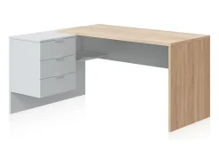 Outlet Mesa de trabalho Blanco Artik (Blanco Mate) - Roble Canadian Consola