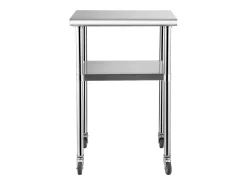 Mesa de Trabalho de Aço Inox SucceBuy, 61 x 61 x 85 cm, Mesa de Preparação de Alimentos Comercial com Rodas^ New