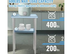 Mesa de Trabalho de Aço Inox SucceBuy, 61 x 46 x 91 cm, Mesa de Preparação de Alimentos Comercial* Sale