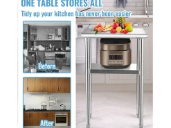 Mesa de Trabalho de Aço Inox SucceBuy, 61 x 46 x 91 cm, Mesa de Preparação de Alimentos Comercial* Sale