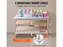 Mesa de Trabalho de Cozinha SucceBuy, Mesa de Trabalho em Aço Inoxidável 60.96x152.4 cm, Comercial^ Best