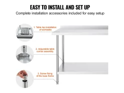 Mesa de Trabalho de Cozinha SucceBuy, Mesa de Trabalho em Aço Inoxidável 60.96x152.4 cm, Comercial^ Best
