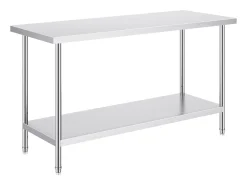 Mesa de Trabalho de Cozinha SucceBuy 61 x 152 x 86 cm, Posto de Trabalho Alimentar Comercial^ Hot