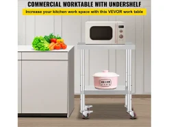 Mesa de Trabalho de Cozinha SucceBuy 30.48x60.96 cm | Mesa de Preparação Comercial com 4 Rodas* Sale