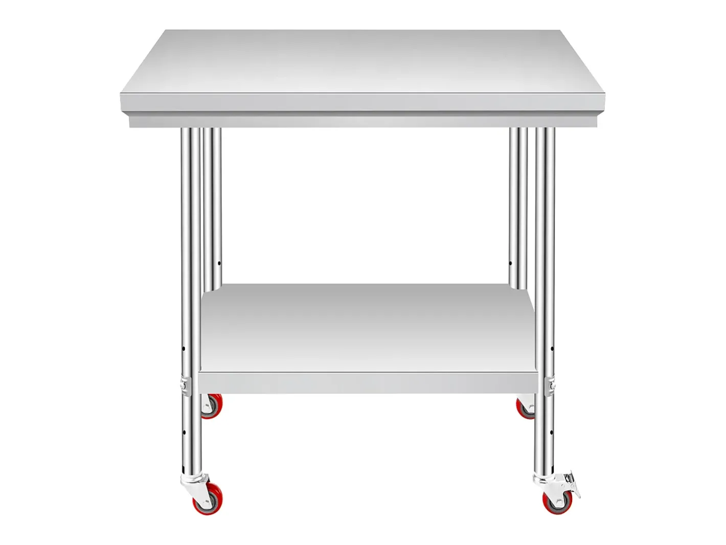Mesa de Trabalho em Aço Inoxidável SucceBuy, 90x60x85 cm, Capacidade de Carga de 317,5 kg, 4 Rodas, para Cozinha Comercial, Restaurante^ Discount
