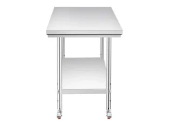 Mesa de Trabalho em Aço Inoxidável SucceBuy, 90x60x85 cm, Capacidade de Carga de 317,5 kg, 4 Rodas, para Cozinha Comercial, Restaurante^ Discount