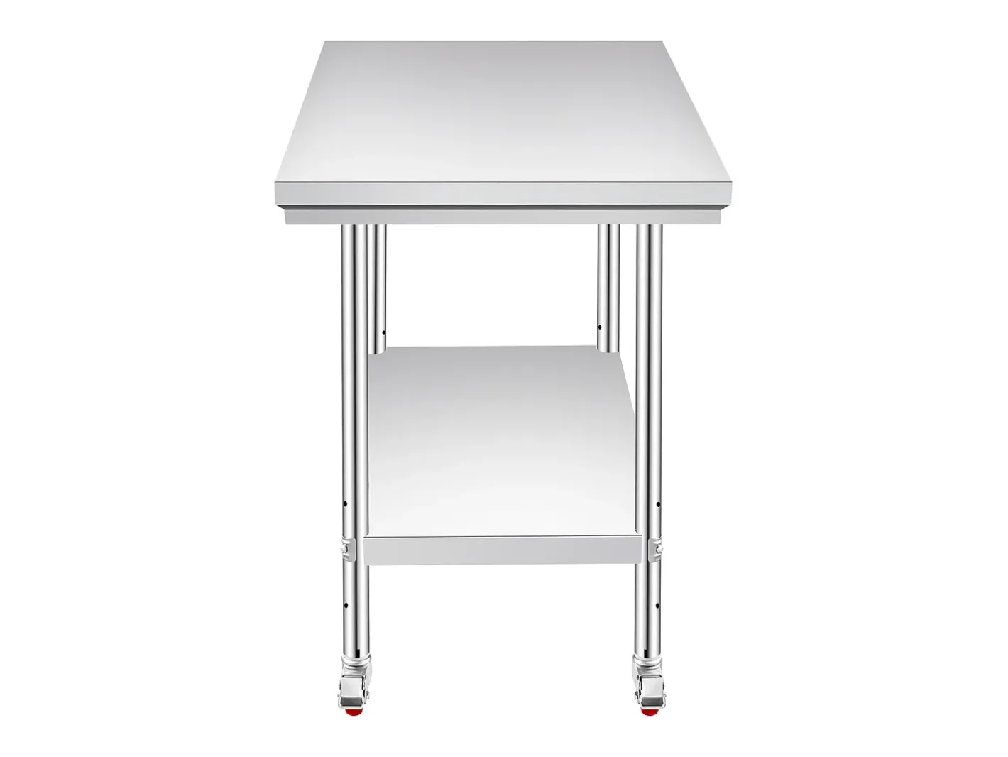 Mesa de Trabalho em Aço Inoxidável SucceBuy, 90x60x85 cm, Capacidade de Carga de 317,5 kg, 4 Rodas, para Cozinha Comercial, Restaurante^ Discount