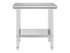 Mesa de Trabalho em Aço Inoxidável 60x76x80 cm, 2 Andares, para Preparação de Cozinha de Alimentos e Refeições, Hotéis, Escritórios, Hospitais^ Clearance