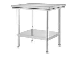 Mesa de Trabalho em Aço Inoxidável 60x76x80 cm, 2 Andares, para Preparação de Cozinha de Alimentos e Refeições, Hotéis, Escritórios, Hospitais^ Clearance