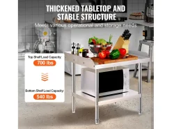 Mesa de Trabalho em Aço Inoxidável SucceBuy, 610 x 711 x 660 mm, Mesa de Preparação de Alimentos Comercial para Restaurante* Best