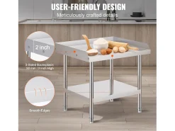 Mesa de Trabalho em Aço Inoxidável SucceBuy, 610 x 711 x 660 mm, Mesa de Preparação de Alimentos Comercial para Restaurante* Best