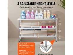Hot Mesa de Trabalho em Aço Inoxidável SucceBuy, 356 x 1524 x 864 mm, Mesa Comercial de Preparação para Cozinhas Móvel De Arrumação