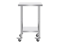 Móvel De Arrumação*Mesa de Trabalho em Aço Inoxidável SucceBuy, 610 x 457 x 954,6 mm, Mesa Comercial de Preparação com 4 Rodízios Prateado