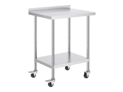 Mesa de Trabalho SucceBuy Mesa de Trabalho em Aço Inoxidável 60.96 x 76.2 cm, Mesa de Preparação de Alimentos Comercial com Rodízios* Online