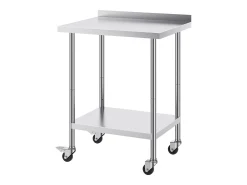 Mesa de Trabalho SucceBuy Mesa de Trabalho em Aço Inoxidável 60.96 x 76.2 cm, Mesa de Preparação de Alimentos Comercial com Rodízios* Online